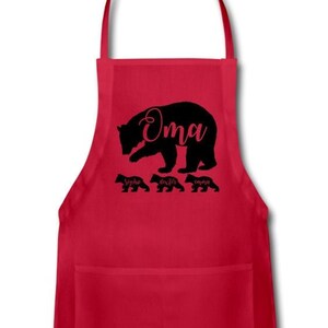 Personalized Oma Bear Apron With Grandkids&#39;s Names - Oma Bear Apron - Oma Apron Mother&#39;s Day Gift for Oma Gift