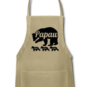 Personalized Papaw Bear Apron With Grandkids&#39;s Names - Papaw Apron - Father&#39;s Day Gift for Papaw Gift
