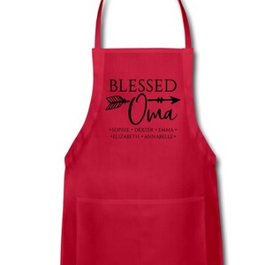 Personalized Oma Apron - Blessed Oma Apron With Grandchildren&#39;s Names - Personalized Oma Gift With Grandkids&#39; Names
