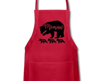 Personalized Memaw Bear Apron With Grandkids's Names - Memaw Bear Apron with Cubs Grandkid's Names Memaw Apron Memaw Gift for Memaw