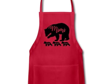 Personalized Mimi Bear Apron With Grandkids's Names - Mimi Bear Apron - Mimi Apron Mother's Day Gift for Mimi Gift