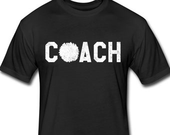 Peut inclure: T-shirt noir avec le texte blanc "COACH" et un graphique de pompon blanc.