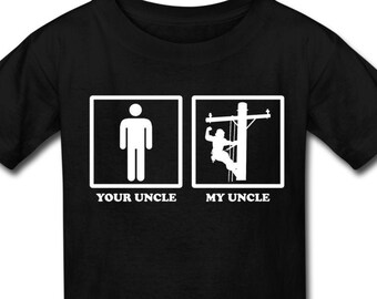 Lineman Uncle Kid's T-Shirt - Your Uncle My Uncle Lineman Shirt for Kids - Lineman Uncle Shirt