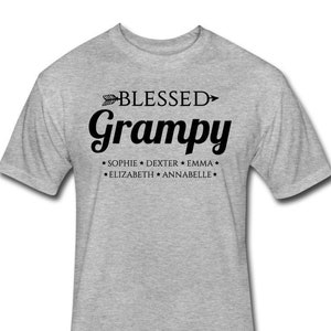 Personalized Grampy Shirt - Blessed Grampy Shirt With Grandchildren&#39;s Names - Personalized Grampy Gift with Grandkids&#39; Names