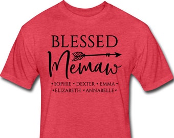 Personalized Memaw Shirt - Blessed Memaw Shirt With Grandchildren's Names - Personalized Memaw Gift with Grandkids' Names