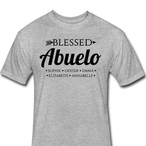Personalized Abuelo Shirt - Blessed Abuelo Shirt With Grandchildren&#39;s Names - Personalized Abuelo Gift with Grandkids&#39; Names