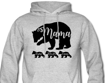 Personalized Mama Bear Hoodie With Children's Names - Mama Hoodie - Mom Hoodie - Mom Gift for Mother's Day Gift