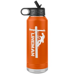Linjeman Vattenflaska - Linjeman Tumbler - Linjeman Mugg - Linjeman Gåva Orange