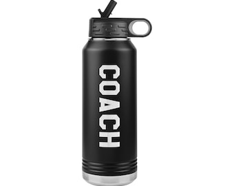 Coach Water Bottle - Coach Gift - 32oz Insulated Engraved Stainless Steel Coach Water Bottle