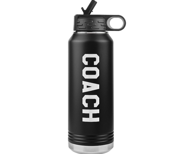 Coach Water Bottle - Coach Gift - 32oz Insulated Engraved Stainless Steel Coach Water Bottle