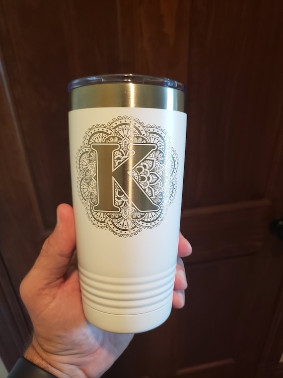 Personalized Tumbler With Initial Personalized Travel Mug With Initial  Mandala Monogram Tumbler Insulated Tumbler Engraved Tumbler 