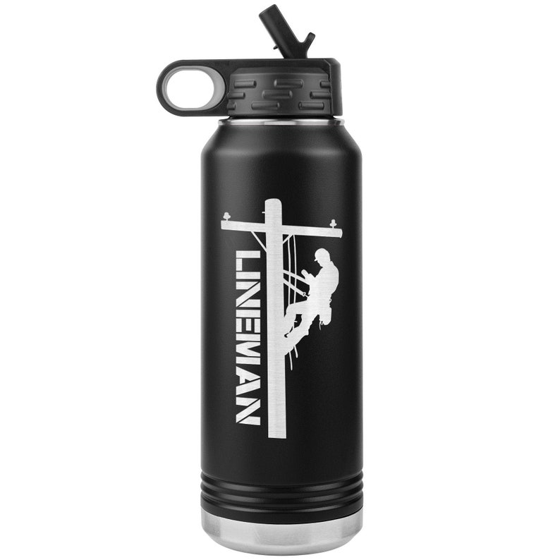 Linjeman Vattenflaska - Linjeman Tumbler - Linjeman Mugg - Linjeman Gåva Black
