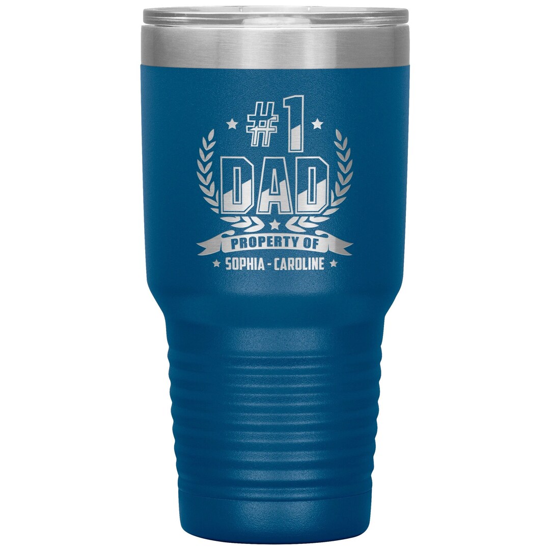 Personalized 1 Dad Tumbler Cup With Kid's Names Number One Dad Travel ...