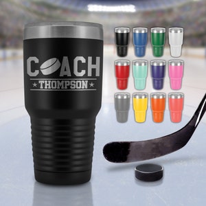 Personalized Hockey Coach Tumbler Cup - Personalized Hockey Coach Gift for Hockey Coach - Custom Hockey Coach Travel Mug With Coach Name