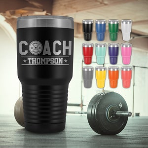 Personalized Weightlifting Coach Tumbler Weightlifting Coach Gift Customized Bodybuilding Coach Travel Mug with Coach Name and Barbell