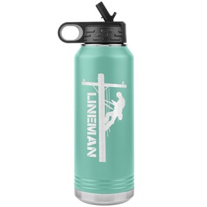 Linjeman Vattenflaska - Linjeman Tumbler - Linjeman Mugg - Linjeman Gåva Teal