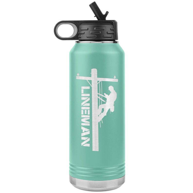 Linjeman Vattenflaska - Linjeman Tumbler - Linjeman Mugg - Linjeman Gåva Teal