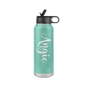 Personalized Water Bottle With Flip Up Straw - Engraved Stainless Steel Water Bottle - Insulated Water Bottle with Name - Gift for Women