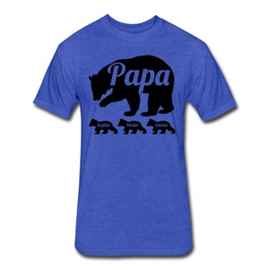 Personalized Papa Bear Shirt With Children's Names Papa Bear Shirt with Cubs Kid's Names Father's Day Gift for Dad Heather Royal Blue