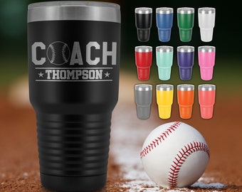 Personalized Baseball Coach Tumbler: Engraved Travel Mug