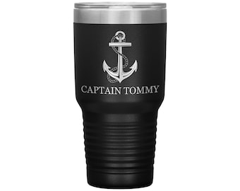 Vaso de ancla personalizado - Copa de capitán de barco - Taza de viaje de navegación - Capitán de pontón - Regalo de navegación - Vaso aislado grabado de 30 oz