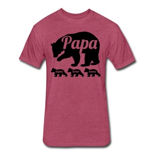 Personalized Papa Bear Shirt With Children's Names Papa Bear Shirt with Cubs Kid's Names Father's Day Gift for Dad Heather Burgundy