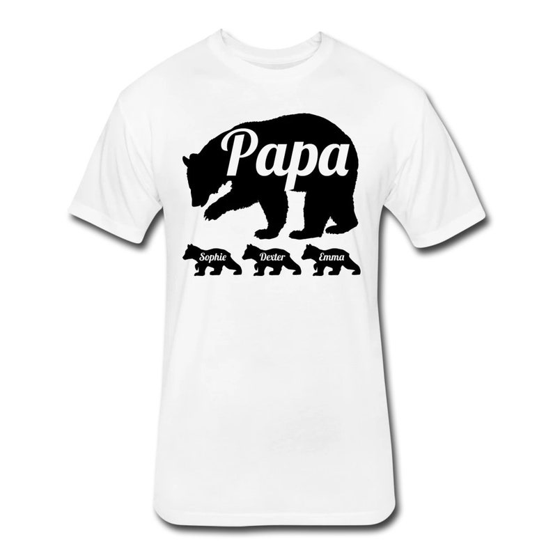 Personalized Papa Bear Shirt With Children's Names Papa Bear Shirt with Cubs Kid's Names Father's Day Gift for Dad White