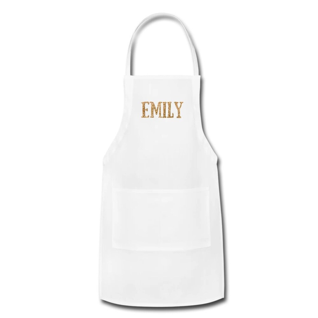 Personalized Apron With Pockets and Your Name in Gold Silver Etsy