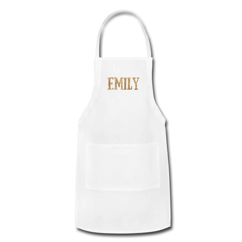 Personalized Apron With Pockets and Your Name in Gold Silver Etsy