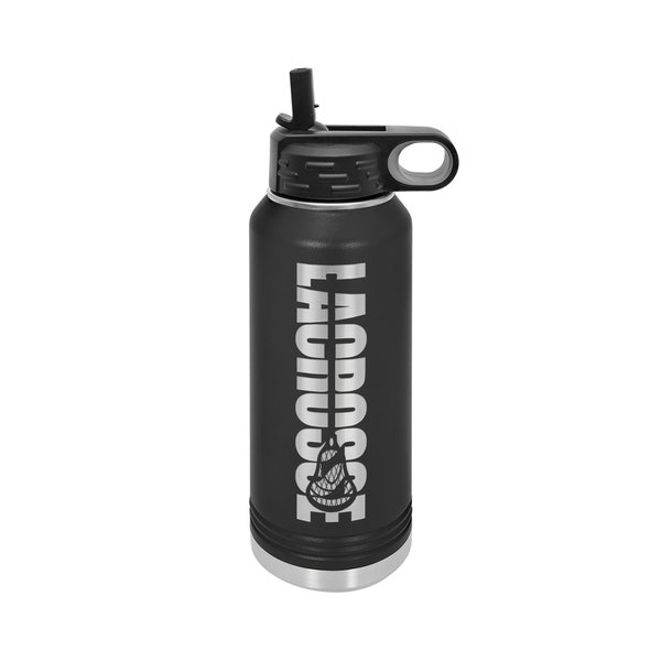 Lacrosse Water Bottle - Lacrosse Gift - 32oz Insulated Engraved Lacrosse Water Bottle