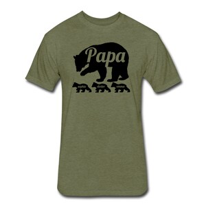 Personalized Papa Bear Shirt With Children's Names Papa Bear Shirt with Cubs Kid's Names Father's Day Gift for Dad Military Green