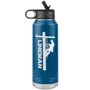 Linjeman Vattenflaska - Linjeman Tumbler - Linjeman Mugg - Linjeman Gåva Blue