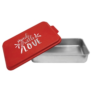 Made With Love Baking Pan Engraved Cake Pan With Lid - Baking Tin - Baking Gift - Housewarming Gift - Wedding Gift