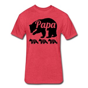 Personalized Papa Bear Shirt With Children's Names Papa Bear Shirt with Cubs Kid's Names Father's Day Gift for Dad Heather Red