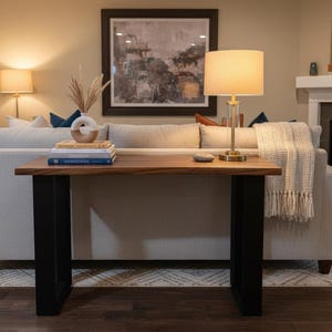 Handmade Live Edge Walnut Desk: Rustic Console Table, Entryway Accent - 46&quot;
