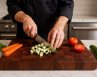 Custom Walnut End Grain Cutting Board - 2 Inch Butcher Block - Handmade in Canada