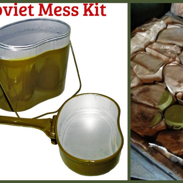 Soviet Russian Army Soldier Mess Kit USSR Bowl Kettle Pot Cooking Meals Camping Hiking Aluminium Military Field Gear Kotelok