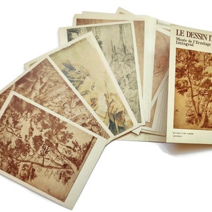 Italiaanse tekeningen De Hermitage 15 kaartenset gedrukt in de USSR Aurora Art Publishers Leningrad 1980 Formaat 153 x 115 mm Russisch Engels Frans