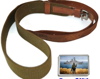 Cinturón bandolera PePeSha soviético original ruso de la URSS, correa de transporte PaPaSha, lona, cuero, excedente militar marcado