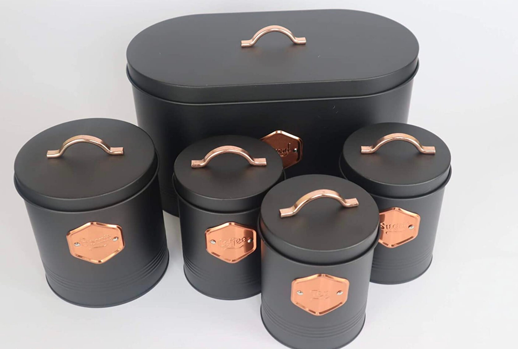 Black Tea Coffee Sugar Sets Including Bread bin and Biscuits Etsy