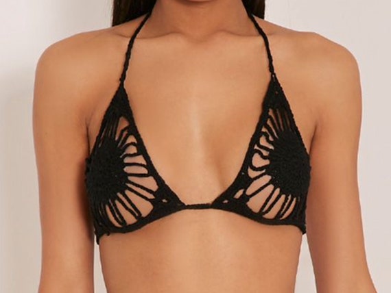 black crochet bathing suit