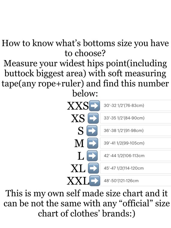 Crochet Bralette Size Chart