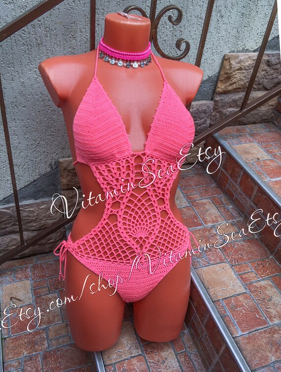 neon pink monokini