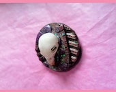 Woman 39 s Handmade Gothic Pin Brooch Alternative Fancy Dress Animal Skull Oddity Pink Purple Metallic Sparkle Party