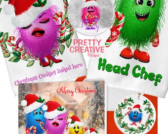 Monster Family Christmas Clipart Set | PNG | Watercolour | PNG Artwork | Sublimation PNGs | Fun Christmas Monsters | Ready to Personalise