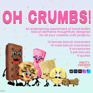Oh Crumbs Biscuit Clipart / PNG / Clipart / Acuarela / Elementos PNG / Lindo personaje de galleta / ClipArt de galleta PNG / Galletas de sublimación
