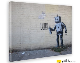 Modern Paintings - Banksy - Robots - YELLOW BUS