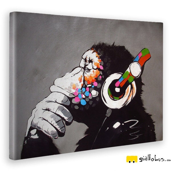 Peintures modernes - Banksy - DJ Monkey - YELLOW BUS