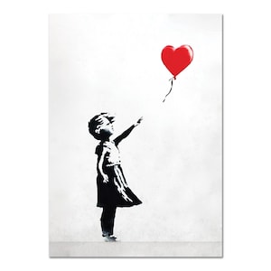 Banksy - Red Heart Balloon Girl - Giallobus - Moderne Gemälde auf Leinwand und Acrylglas