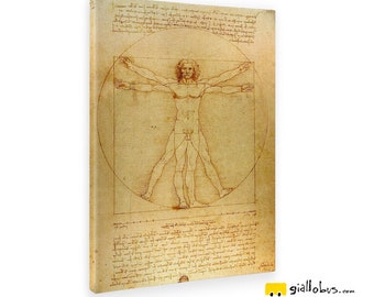 Gemälde Drucke auf Leinwand Leinwand - Leonardo da Vinci - Vitruvian Man - GIALLO BUS